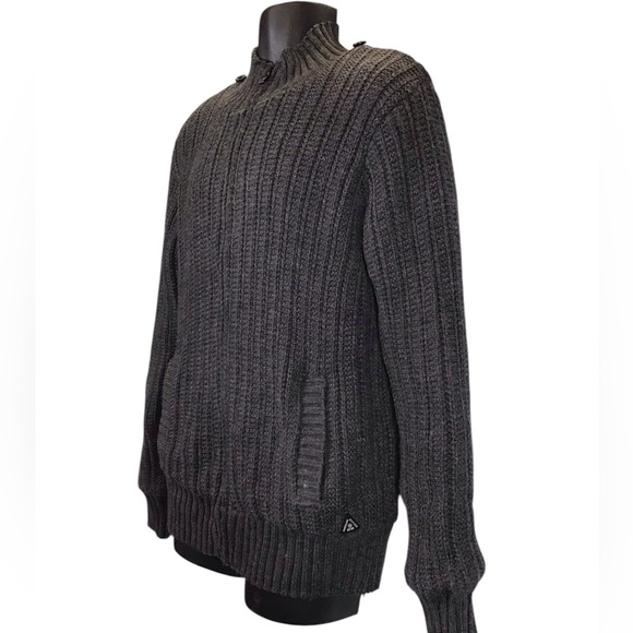 American Stitch Mens Cable Knit Sweater Jacket Size L Fleece Lined Plush Zip Up - Picture 4 of 13